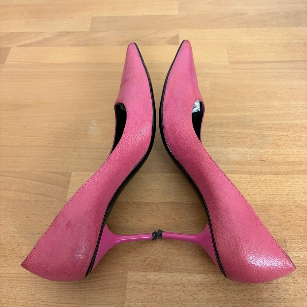 Gucci Womens Hot Pink Leather Pointed Toe Stiletto Pumps Heels Size 8.5B Italy